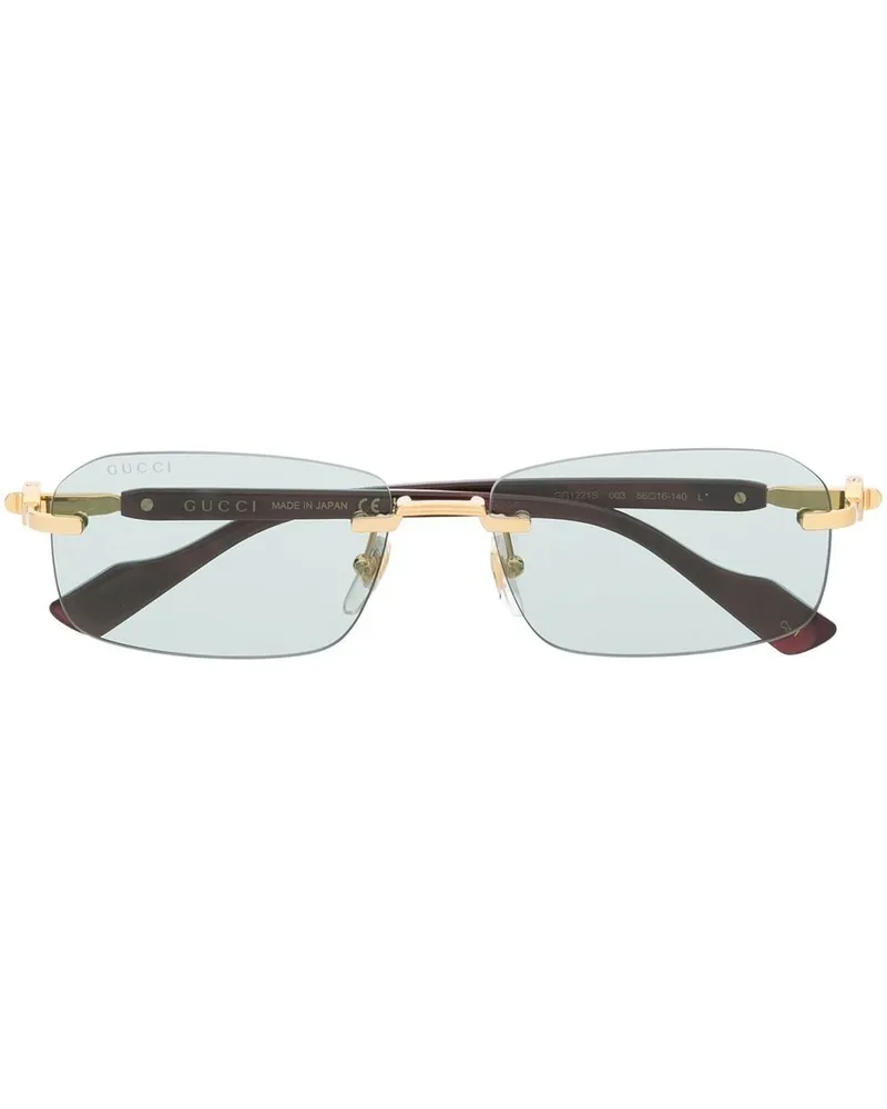 Gucci GG1221S Sonnenbrille mit eckigem Gestell - Gold Gold