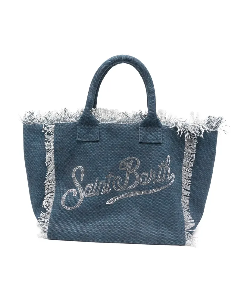 MC2 Saint Barth crystal-embellished frayed tote bag - Blau Blau