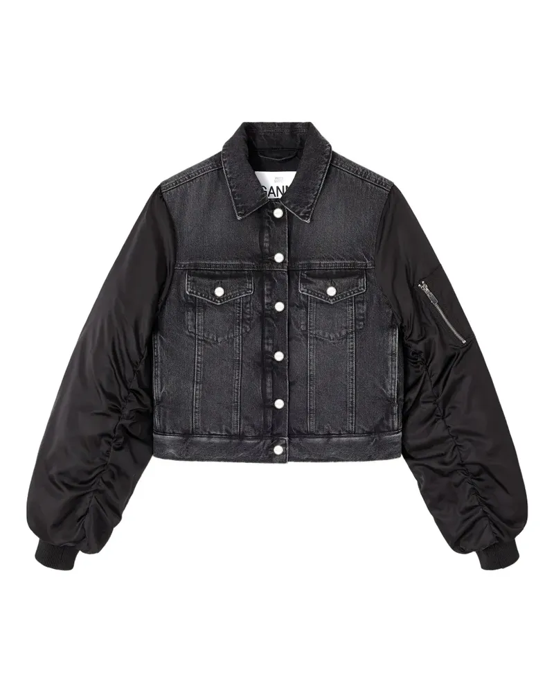 Ganni Geknöpfte Jeansjacke - Schwarz Schwarz