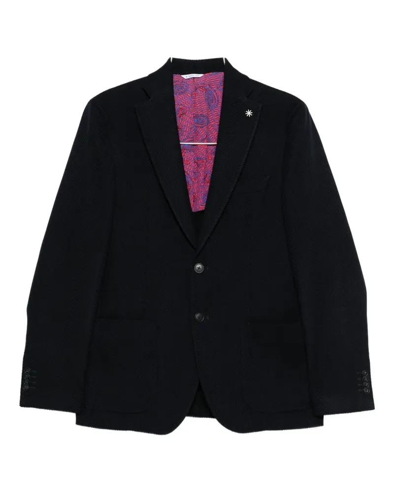 Manuel Ritz herringbone-weave single-breasted blazer - Blau Blau