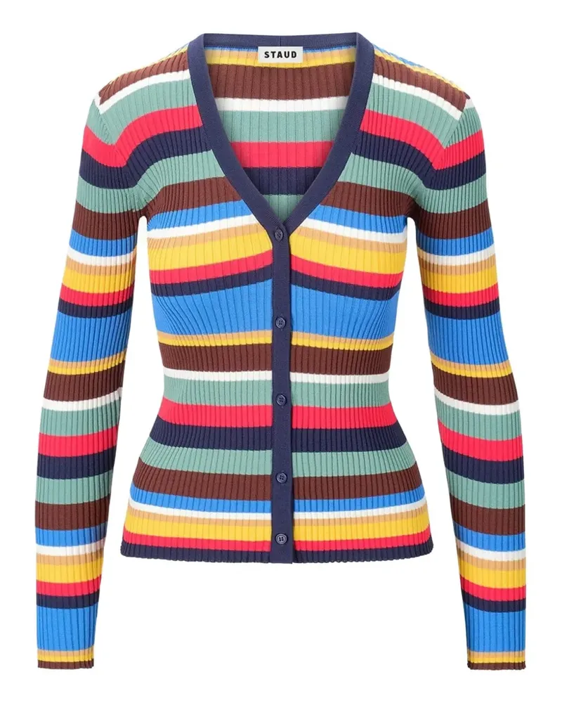 STAUD Cargo striped V-neck cardigan - Blau Blau