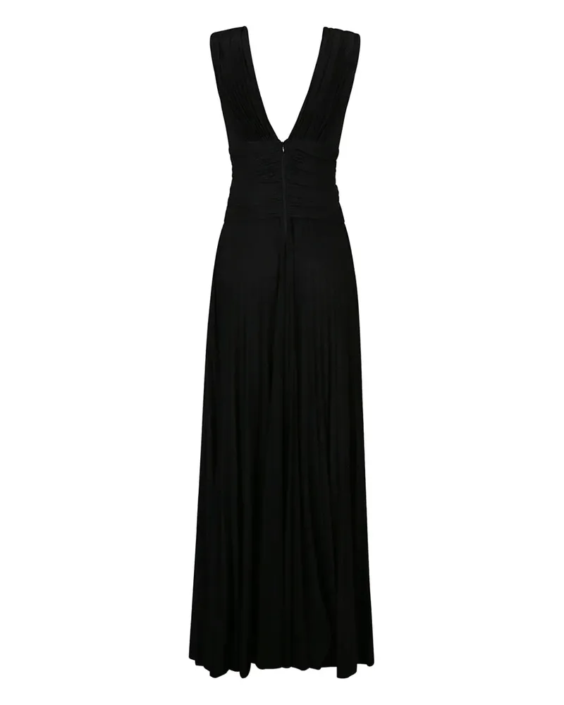 Elisabetta Franchi Plisseekleid mit V-Ausschnitt - Schwarz Schwarz