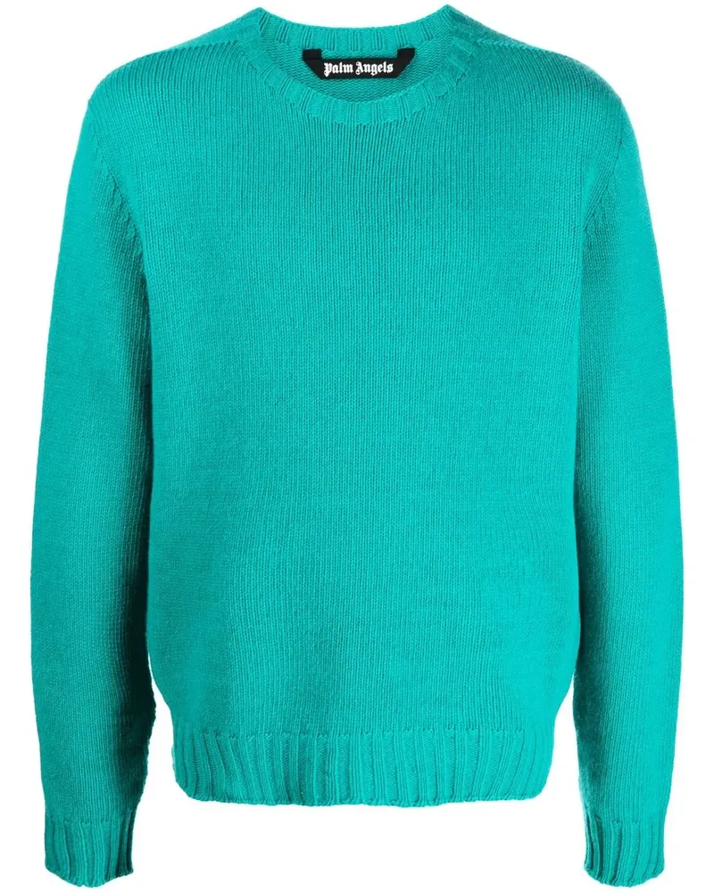 Palm Angels Pullover mit Intarsien-Logo - Blau Blau