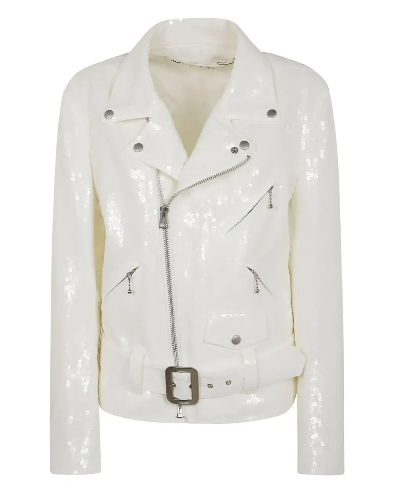 Junya Watanabe Bikerjacke mit Pailletten - Weiß Weiß