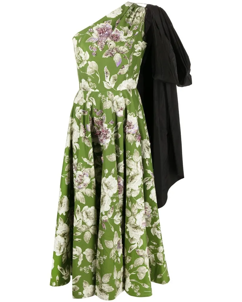 Erdem Asymmetrisches Kleid mit Blumen-Print - Grün Grün