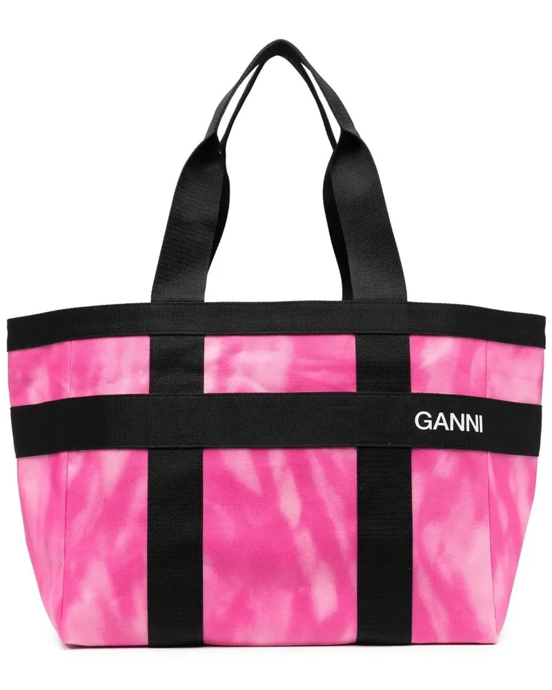 Ganni Handtasche mit Print Rosa