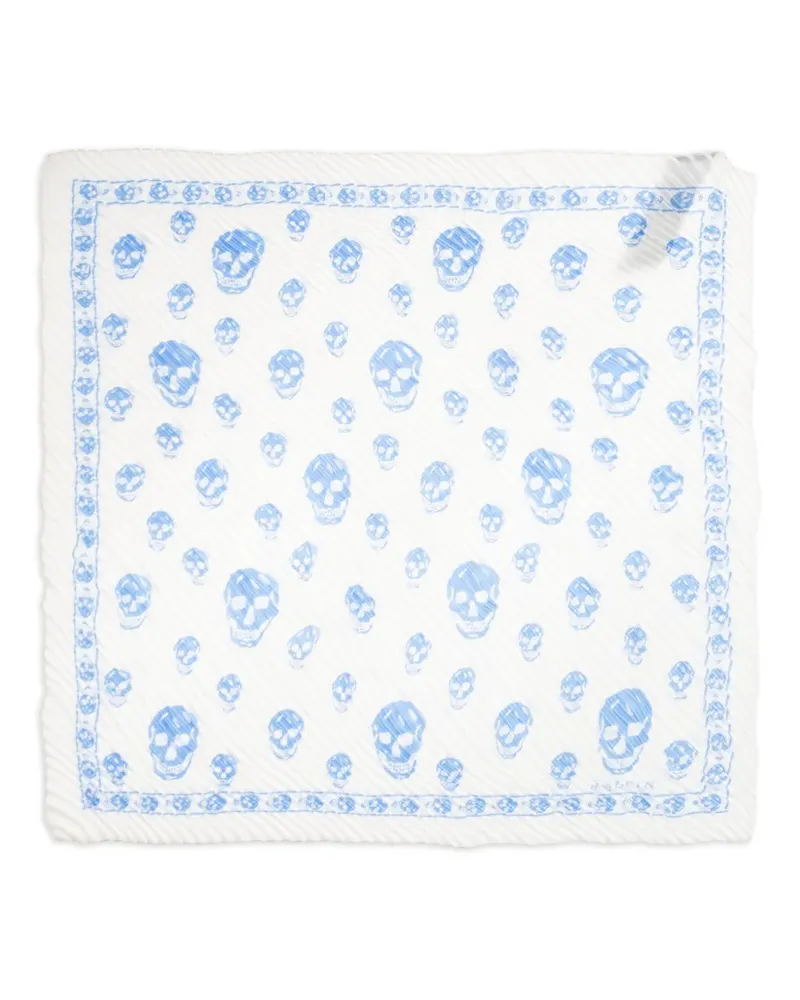 Alexander McQueen skull-print plissé scarf - Weiß Weiß