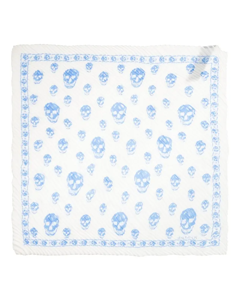 Alexander McQueen skull-print plissé scarf - Weiß Weiß