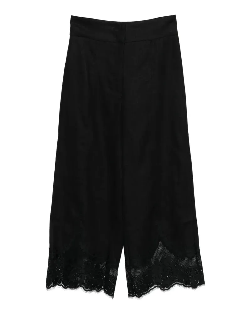Twin-Set Hose mit Spitzendetail - Schwarz Schwarz