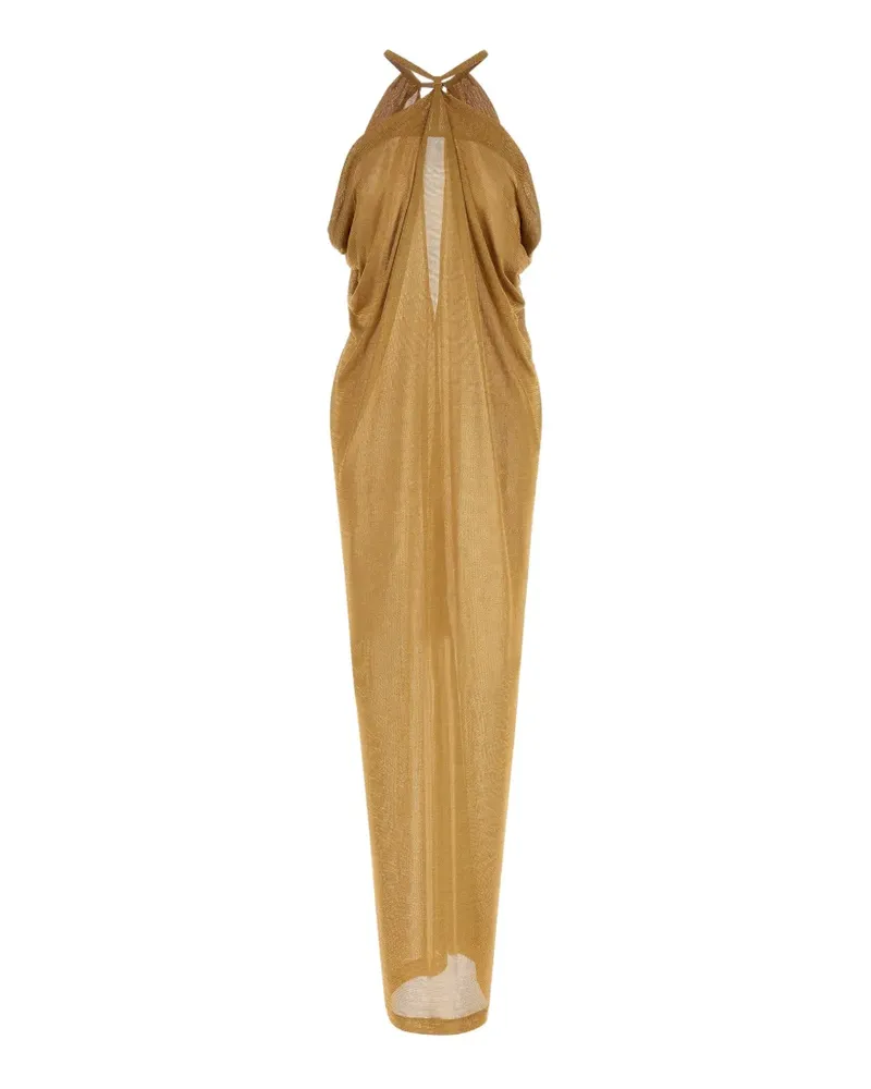 Alberta Ferretti draping back split maxi dress - Gold Gold