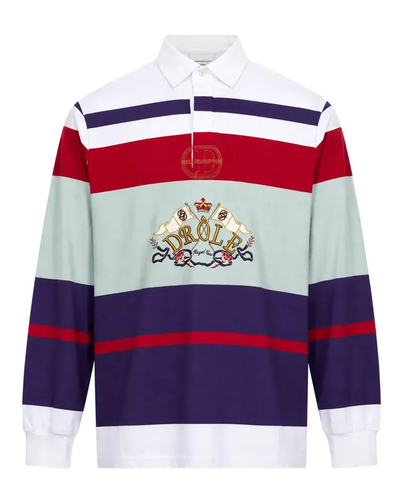 Drôle de Monsieur logo-embroidered striped polo shirt - Blau Blau