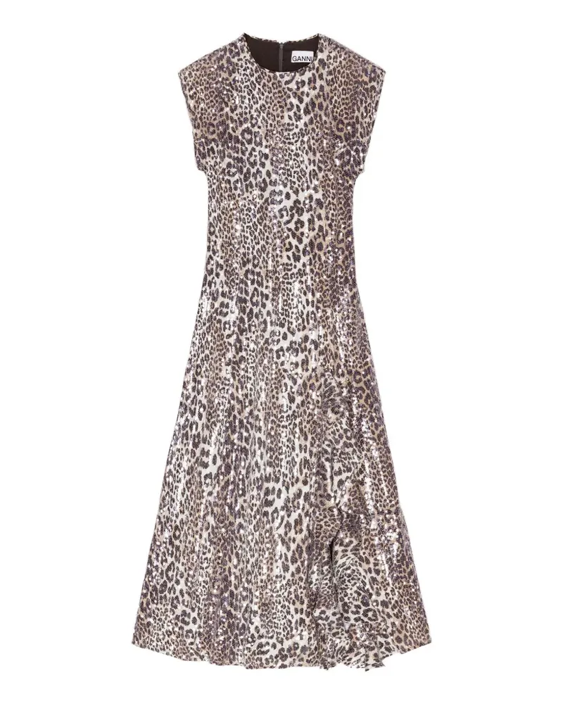 Ganni Kleid mit Leoparden-Print - Weiß Weiß