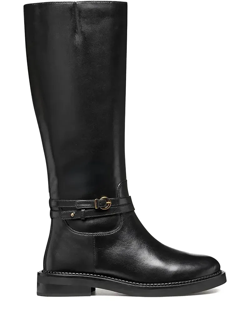 Geox Kniehohe Serilda Stiefel mit Schnalle 35mm - Schwarz Schwarz