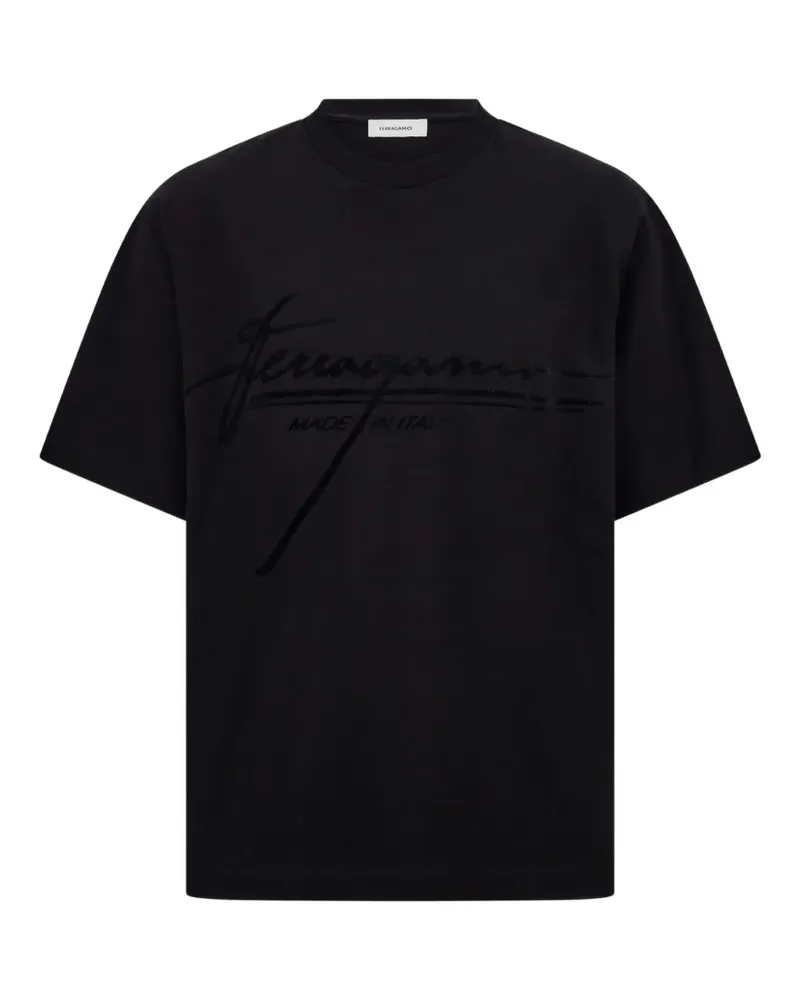 Ferragamo T-Shirt mit Logo-Print - Schwarz Schwarz