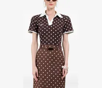 Kurzärmeliges Poloshirt mit Polka Dots - Braun