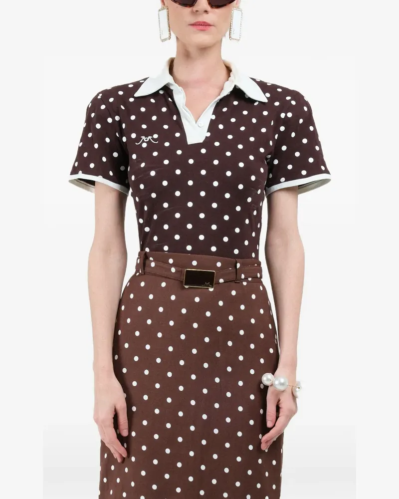 Rowen Rose polka-dots short-sleeves polo - Braun Braun