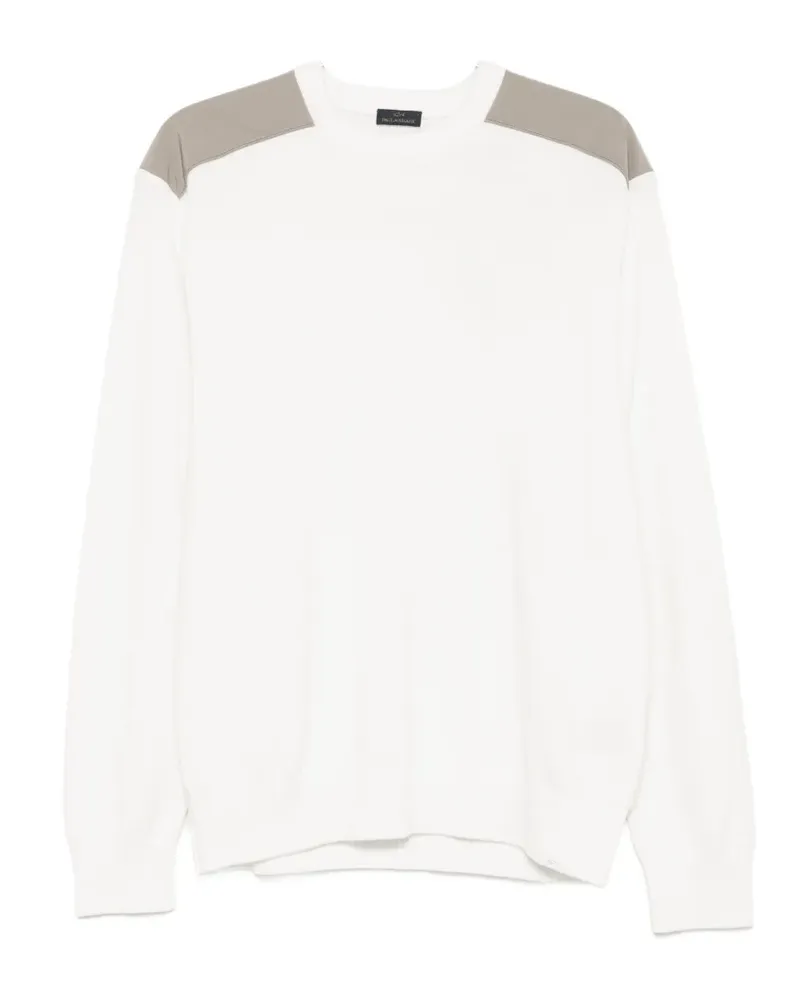 Paul & Shark contrast-panel crew-neck sweater - Nude Nude
