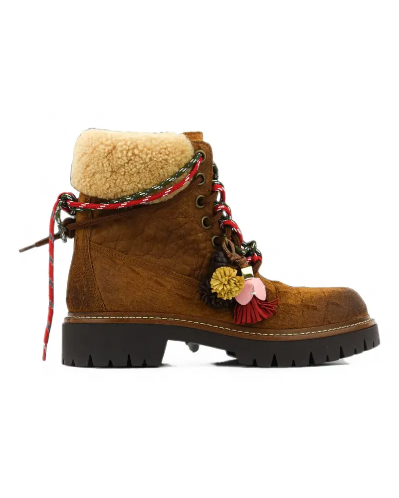 Elena Iachi Schnürstiefel mit Pompon - Braun Braun