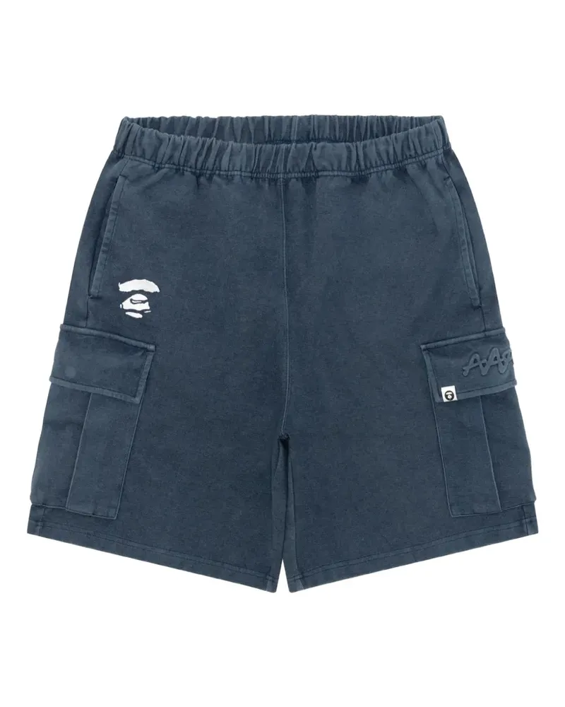 BAPE logo-patch cargo shorts - Blau Blau