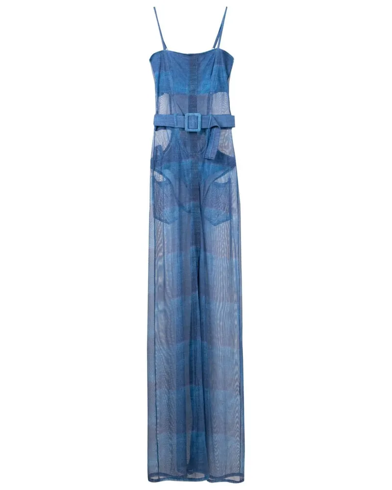 Amir Slama Maxikleid mit Gürtel - Blau Blau