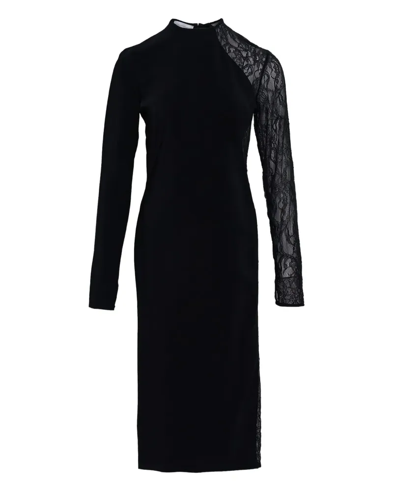 Stella McCartney Miracle Krepp-Midikleid mit Spitzenbesatz - Schwarz Schwarz