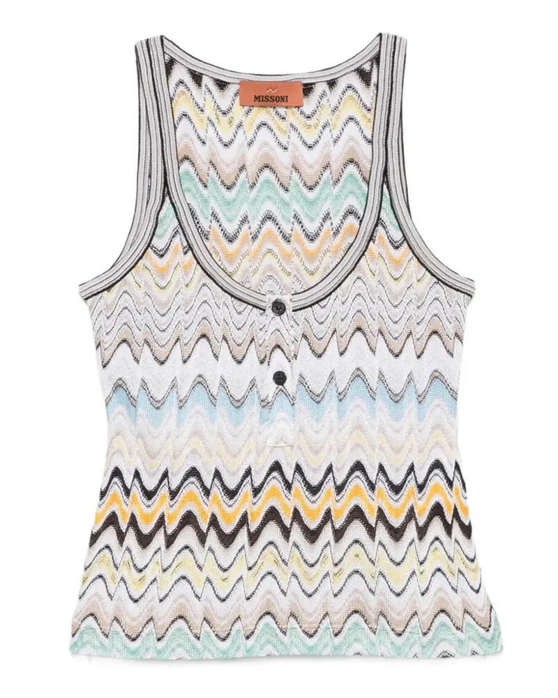 Missoni Geknöpftes Tanktop in Zickzackstrick - Blau Blau