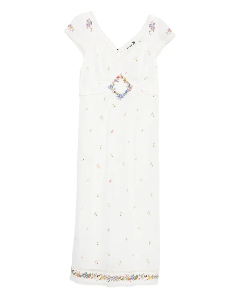 RIXO Carey Midikleid mit Blumenstickerei - Nude Nude