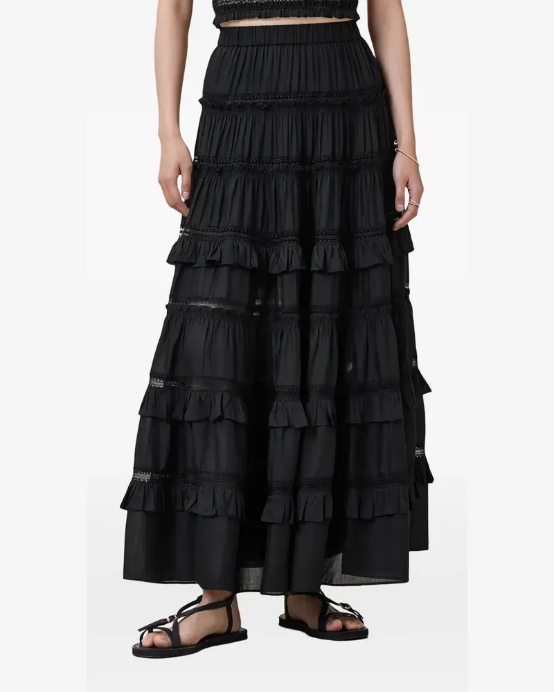AllSaints Gestufter Talia Maxirock - Schwarz Schwarz