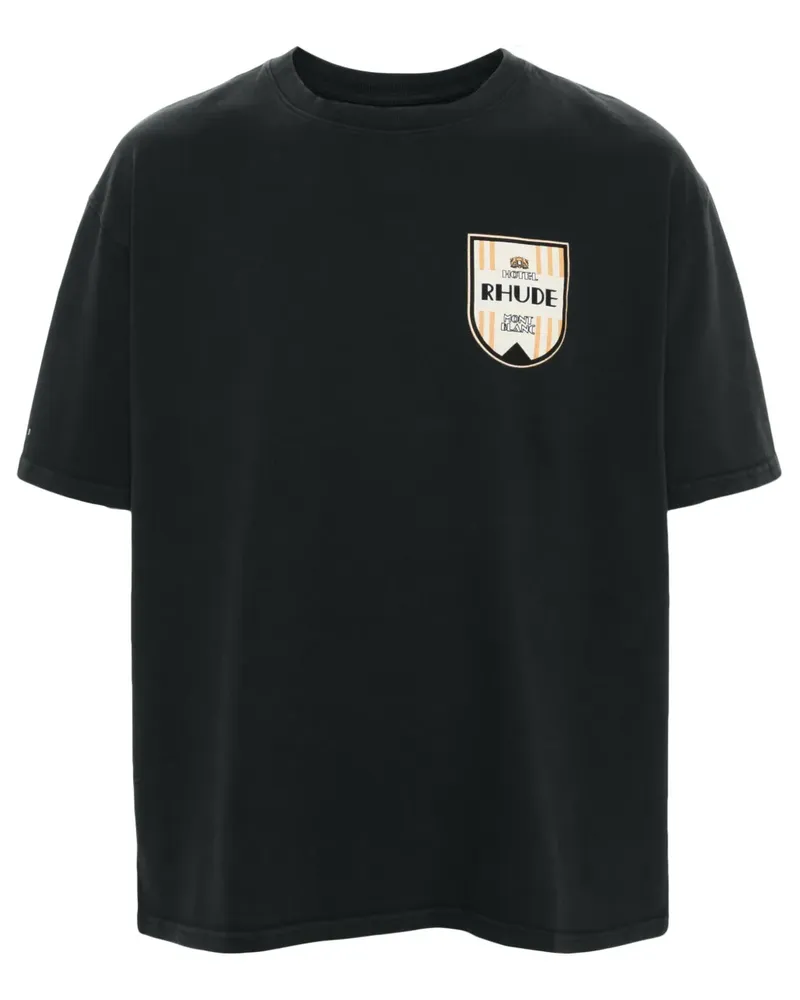 RHUDE T-Shirt mit Logo-Print - Schwarz Schwarz