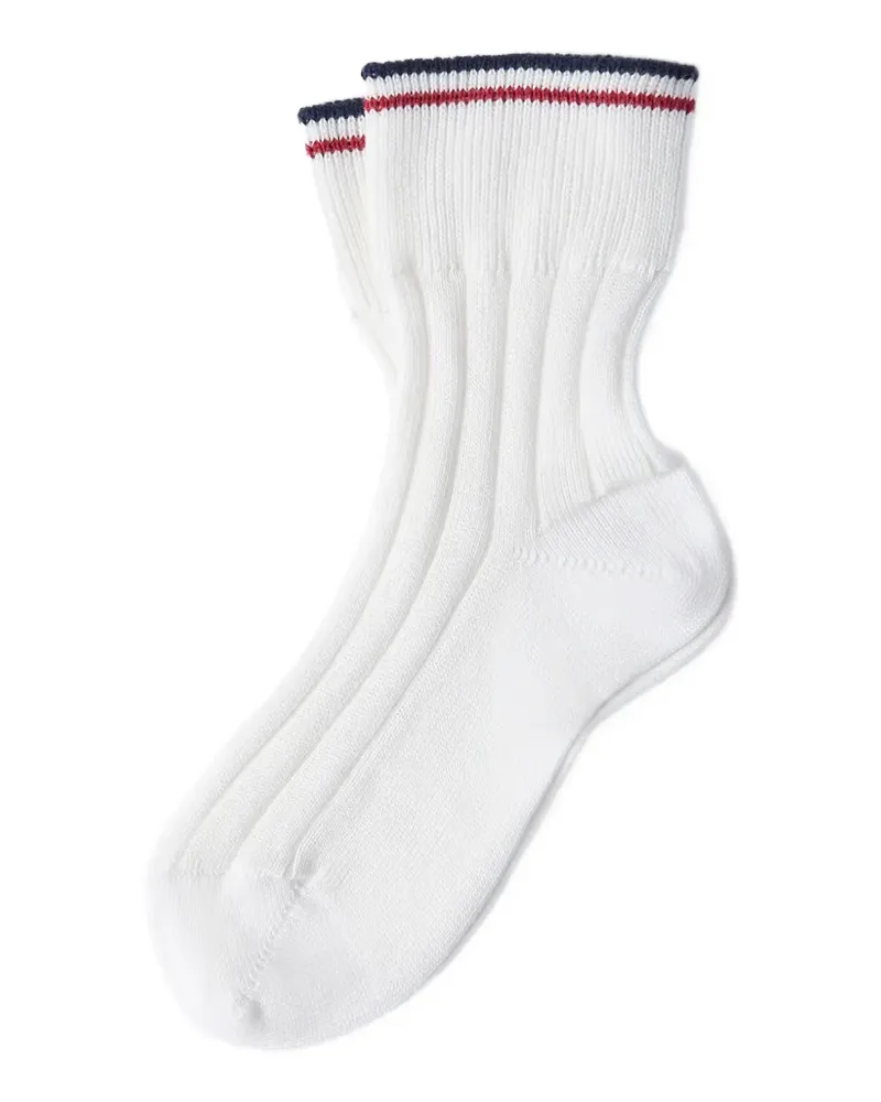 Brunello Cucinelli cotton rib knit socks with stripes - Weiß Weiß