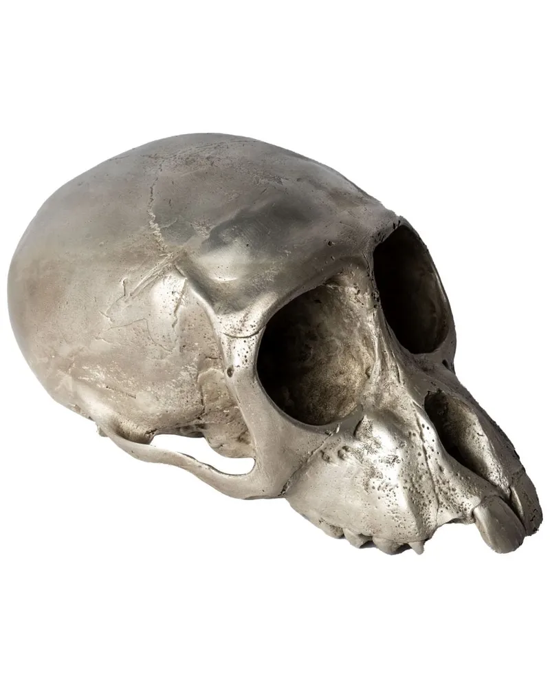 Monkey Skull Skulptur - Silber
