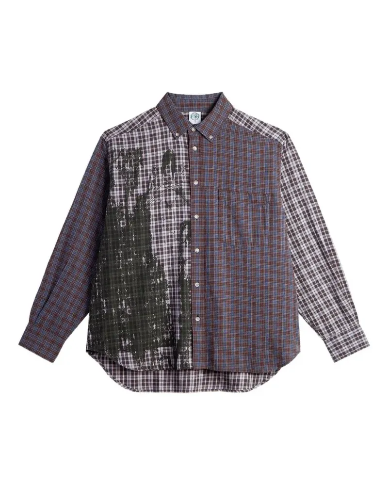 Polar Skate Co. Ben LS Violin panelled checked shirt - Blau Blau