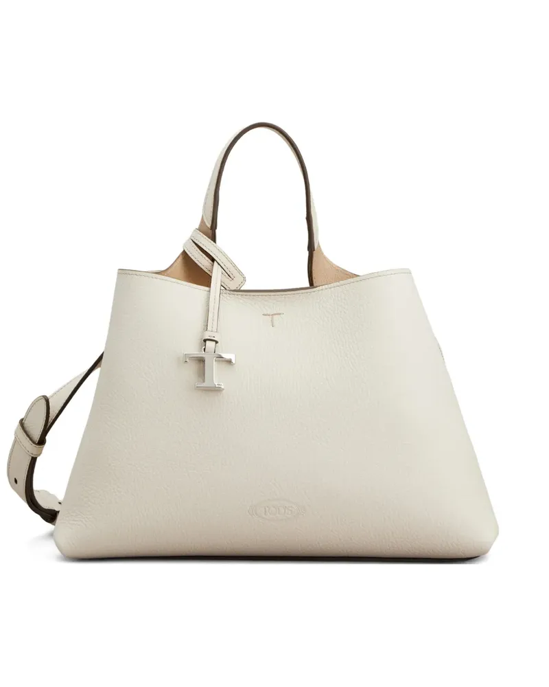 TOD'S Logo Top Handle Tote Bag - Nude Nude