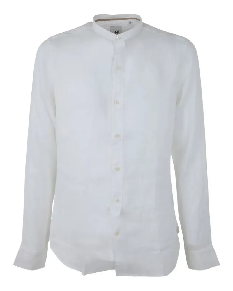 DNL Korean-neck linen shirt - Weiß Weiß