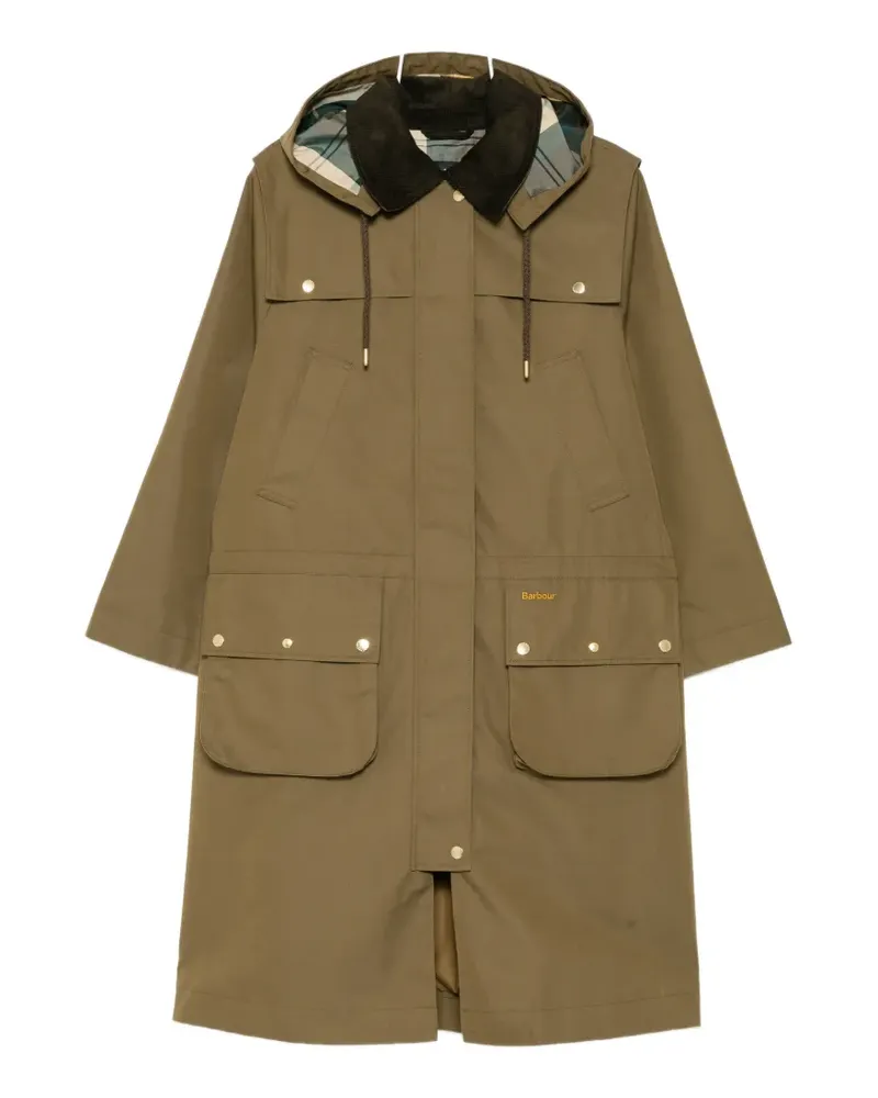 Barbour Kapuzenmantel mit Cordkragen - Grün Grün