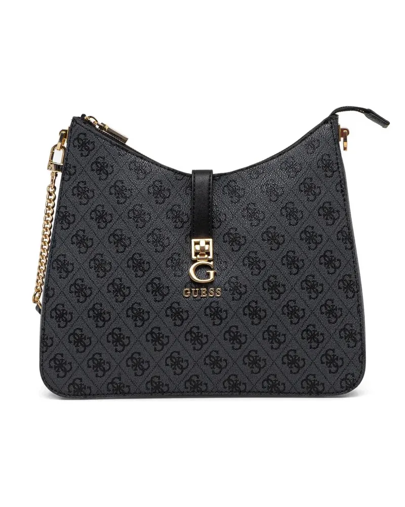 Guess Schultertasche mit Monogramm-Steppung - Grau Grau