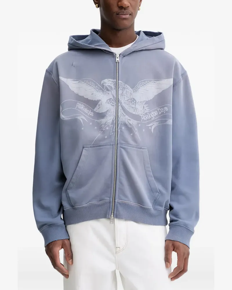 AllSaints Kapuzenjacke mit Reißverschluss - Blau Blau