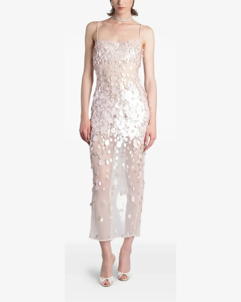 Retrofête Mischa sequin-embellished semi-sheer midi dress - Rosa Rosa
