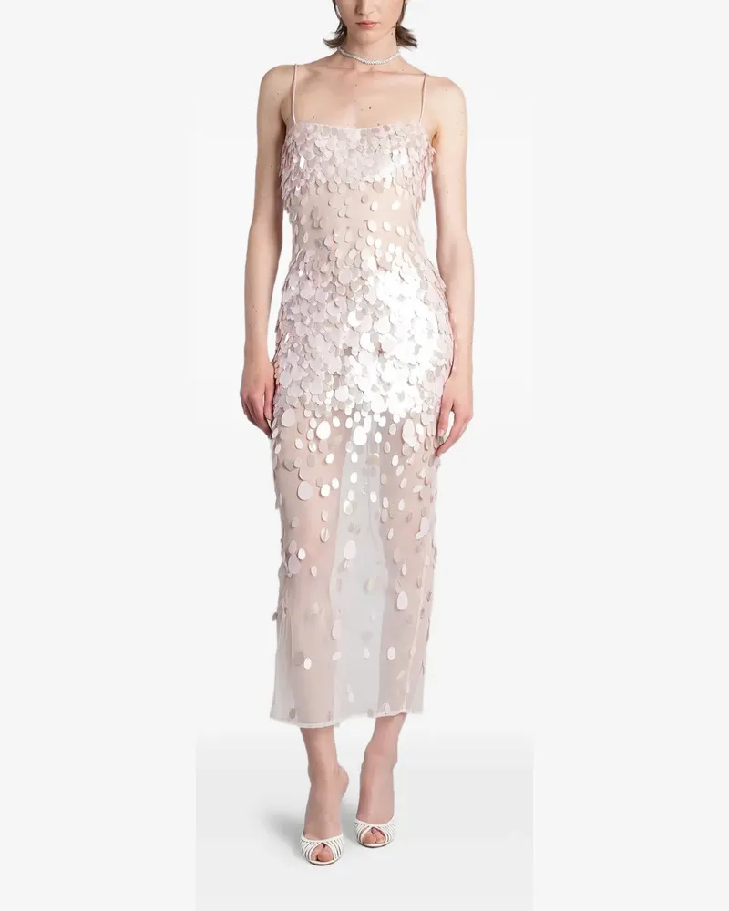Retrofête Mischa sequin-embellished semi-sheer midi dress - Rosa Rosa