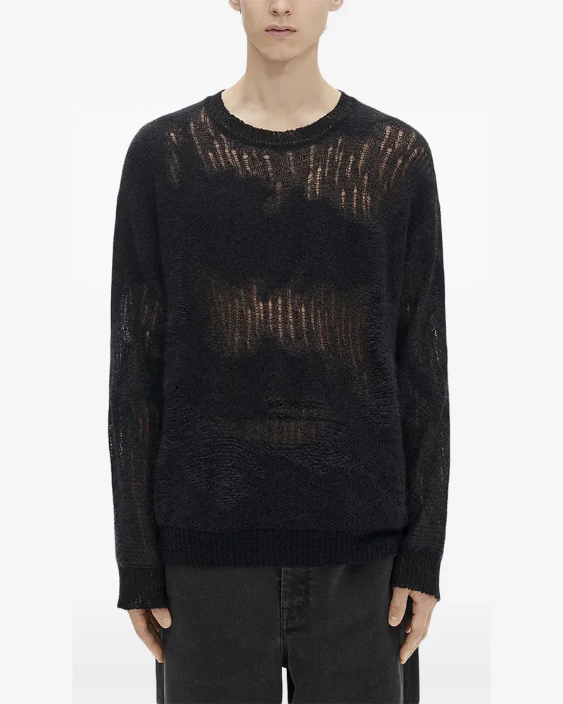 Ann Demeulemeester Pullover in Distressed-Optik - Schwarz Schwarz