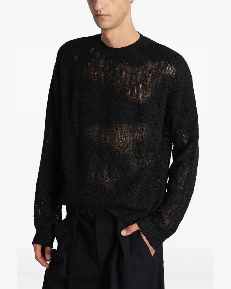 Ann Demeulemeester Pullover in Distressed-Optik - Schwarz Schwarz