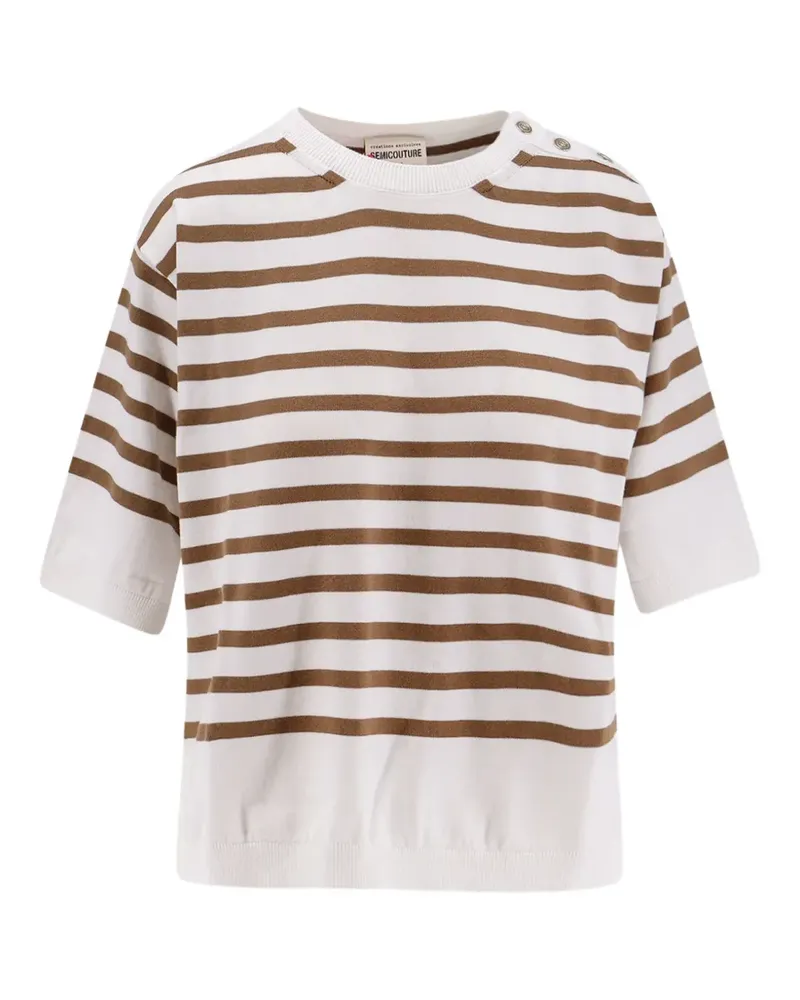 Semicouture Gestreifter Aurora Pullover - Weiß Weiß