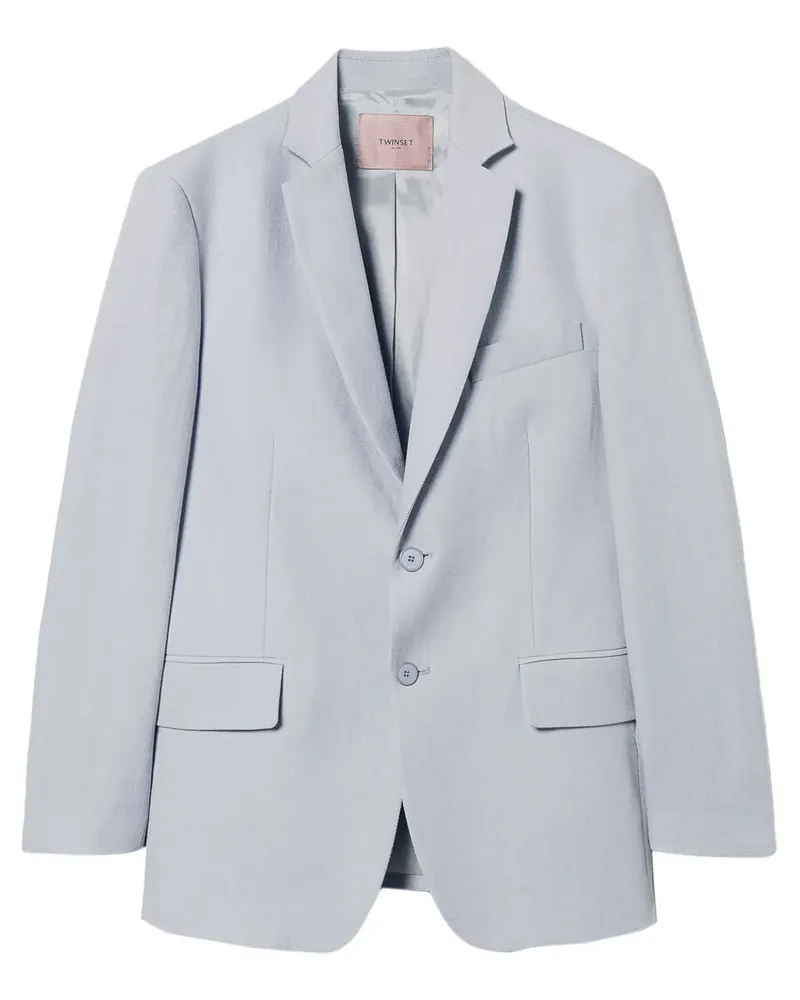 Twin-Set Einreihiger Twill-Blazer - Grau Grau