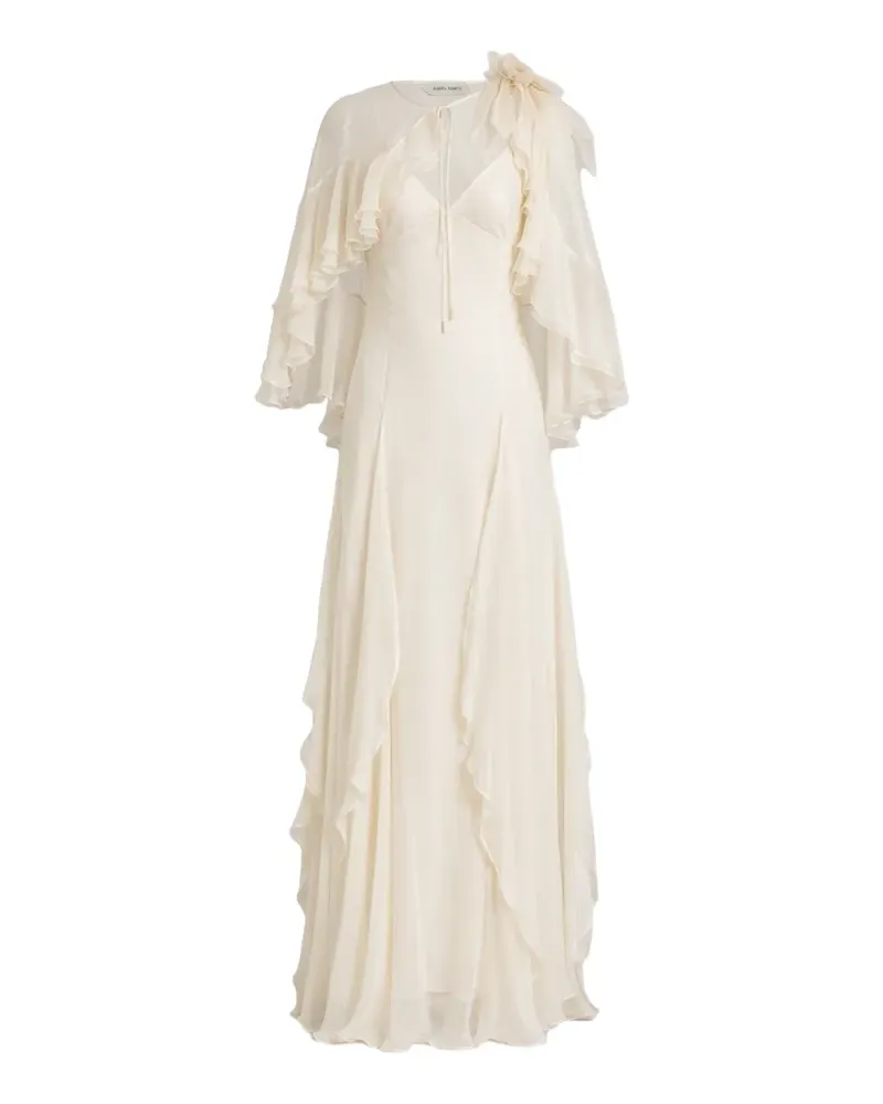 Alberta Ferretti Gerüschtes Maxikleid aus Seide - Weiß Weiß