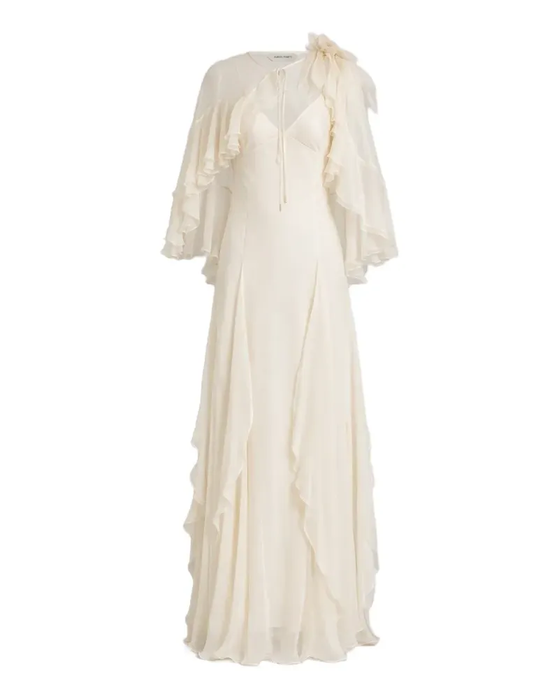 Alberta Ferretti Gerüschtes Maxikleid aus Seide - Weiß Weiß