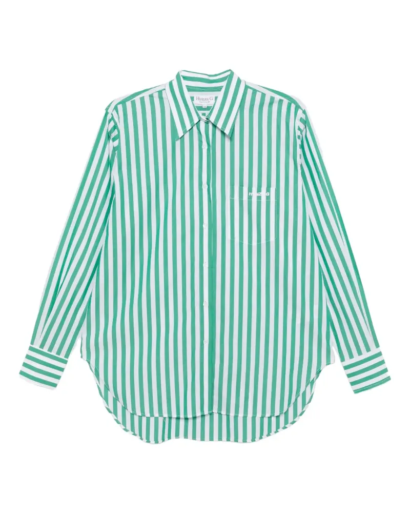 Hunza G Gestreiftes Hemd mit Patch - Grün Grün