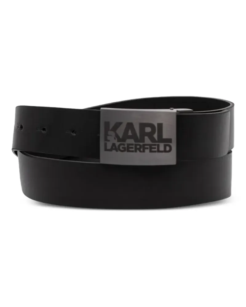 Karl Lagerfeld Ledergürtel mit Logo-Schild - Schwarz Schwarz