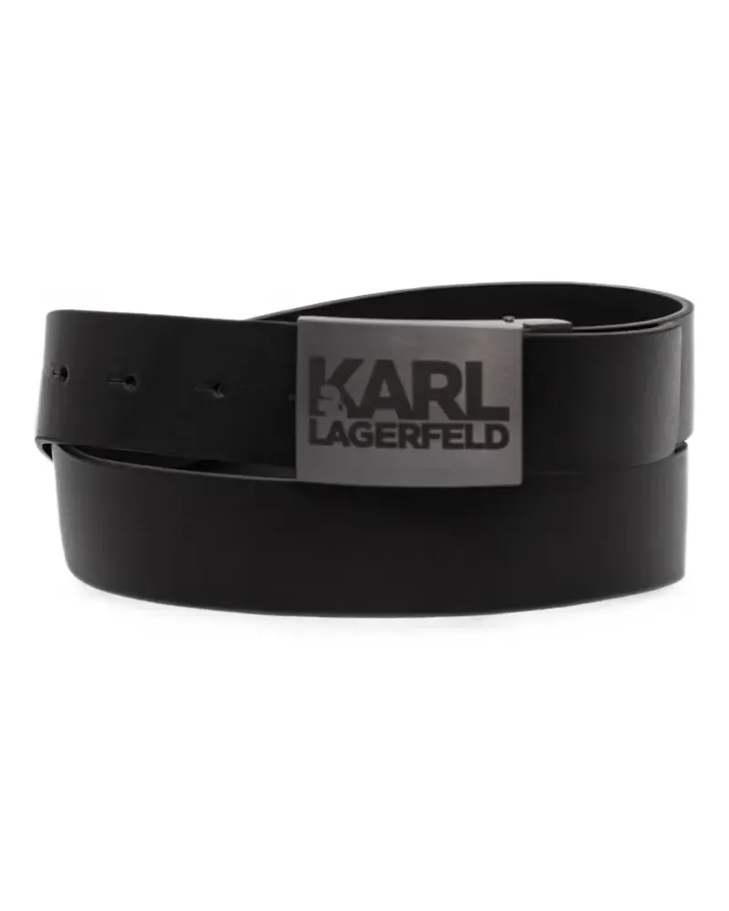 Karl Lagerfeld Ledergürtel mit Logo-Schild - Schwarz Schwarz