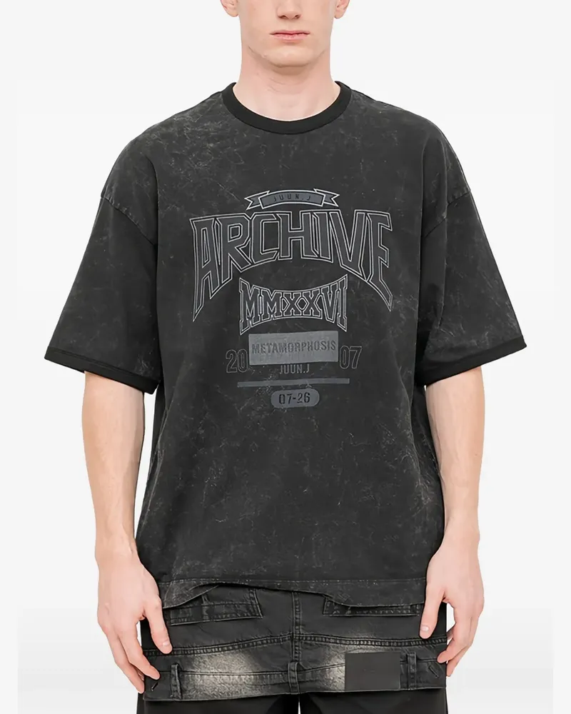 JUUN.J Acid-Wash-T-Shirt mit Logo-Print - Schwarz Schwarz