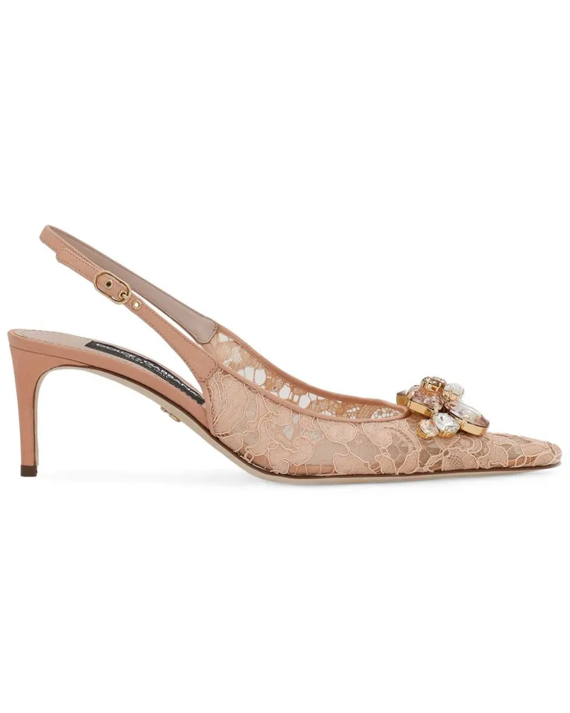 Dolce & Gabbana Rainbow Lace Slingback-Pumps 60mm - Nude Nude